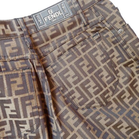 Authentic Preowned Vintage Fendi Brown Zucca Print Straight Leg Pants - S - Picture 6 of 9